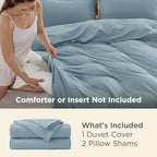 Bedsure Oversized King Duvet Cover, Double Brushed Bedding, Mineral Blue - Image 3