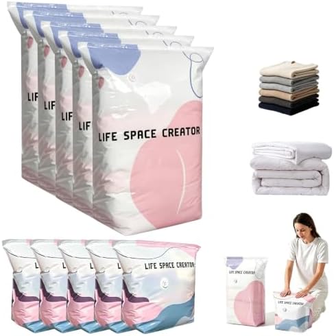 5 Sets Cube Compression Space Saver Bags, No-Pump 3D Vacuum Storage Bags by KALIHANA