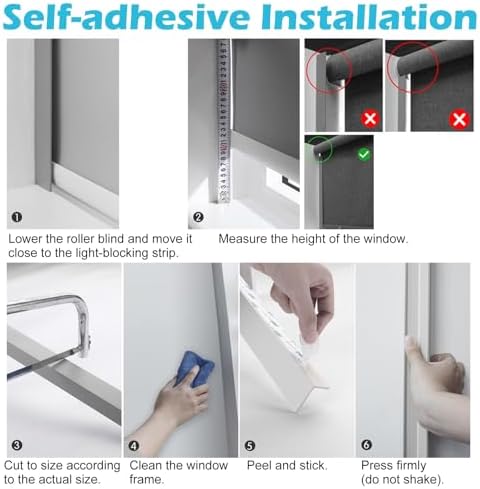 PVC Blackout Gap Blocker Strips - 72in Light Blocking Privacy Solution for Bedrooms & Bathrooms, Cuttable DIY Roller Blind Side Trac, 2pcs Gray - Image 5