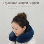 QUQUQ Travel Neck Pillow for Sleeping Inflatable U-Shaped Foldable Office Travel Neck Support Pillow Comfortable(Blue 1) - Image 4