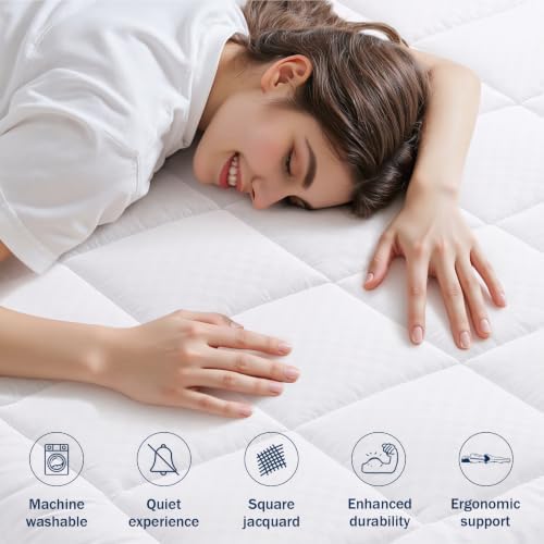 OLANLY Twin XL Quilted Fitted Mattress Pad, Down Alternative Fill, White - Image 2