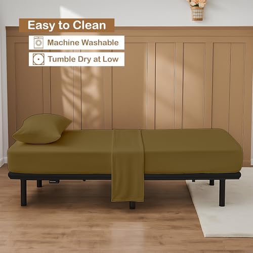 ARlinen 4 PCs Cot Sheets Sets 32" X 75", Egyptian Cotton Fitted Mattress Fits Upto 4"-8" Deep Perfect for Narrow Twin/RV Bunk/Guest Bed Replacement/Camping, Taupe - Image 5