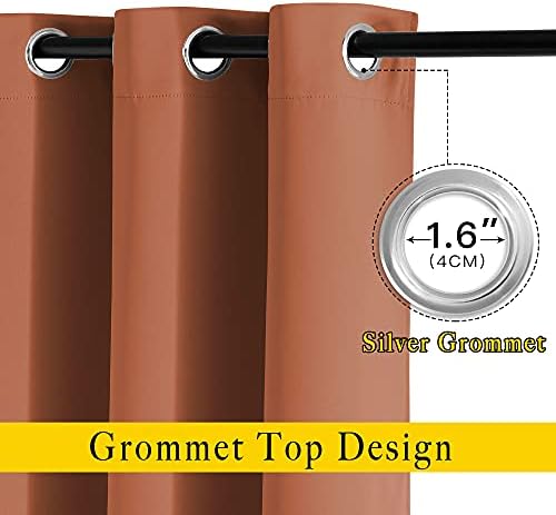 NICETOWN Blackout Curtain for French Door - Indoor Slider Curtain for Patio Door, Extra Wide Drape for Living Room/Bedroom (Burnt Orange, W100 x L84, 1 PC) - Image 2
