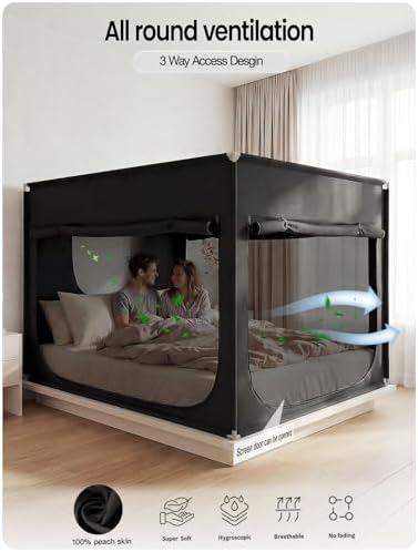 ANC POP Portable Bed Tent, Blackout Privacy Canopy with 3 Doors & Breathable Mesh, Large Space for Adults, Indoor Sleeping Shelter for Dorms/Shared Rooms - Image 3