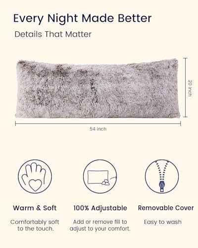 ZonLi Fluffy Body Pillow, Full Body Pillows for Adults, Long Pillow for Sleeping with Removable Cover and Adjustable Filling for Side Sleeper & Pregnancy, Large and Firm, Machine Washable (Coffee) - Image 5