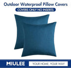 MIULEE Decorative Outdoor Pillow Covers Euro Waterproof 22x22 Blue - Image 6