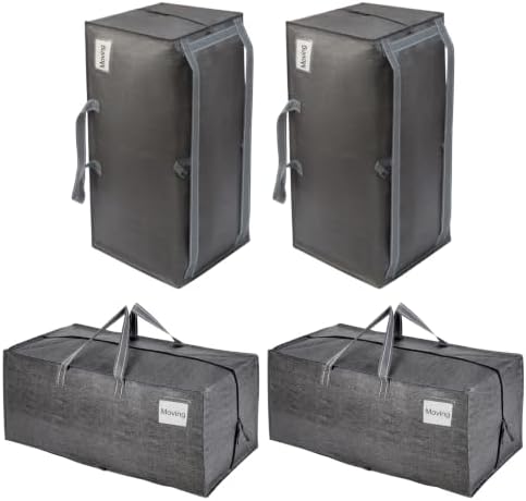 VENO 4 Pack Heavy Duty Moving Bags with Backpack Straps, Zippers & Handles, Extra Large Packing Bags for College Dorm Essentials, Moving Supplies Alternative to Cardboard Moving Boxes by Veno
