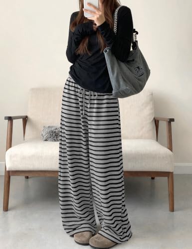 TARSE Women's Striped Barrel Pants Wide Leg Lounge Pants - Image 4
