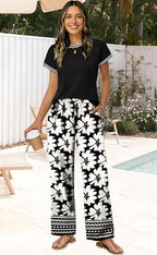 WIHOLL Two Piece Sets for Women Summer Spring Outfits Travel Cruise Resort Wear 2026 Beach Vacation Palazzo Pants Set - Image 2