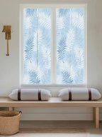 Window Privacy Film Frosted, Light Blue Botanical Reusable Static Cling Window Tints, Summer Palm Leaves Foliage Tropical Heat Control Windows Films for Offices, Balcony, 29.5 x 118 Inches - Image 5