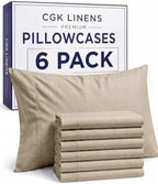 Queen Pillow Cases - 6 Pack Pillowcase Covers - 20" x 30" (Heathered Beige) by CGKUnlimited