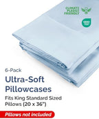 King Standard Pillow Cases - 6 Pack Pillowcase Covers, 20" x 36" - Sky Blue - Image 2