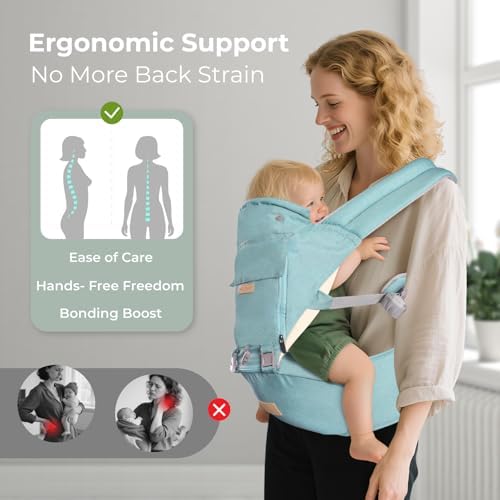 FRUITEAM Safety-Certified Baby Carrier with Hip Seat Newborn to Toddler - Image 5