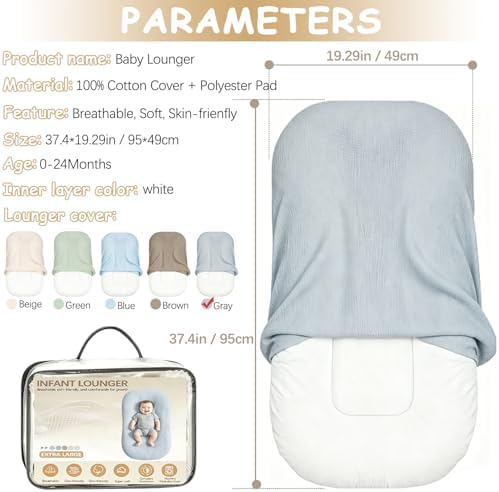 Infant Support Cushion, Extra Large Muslin Baby Lounger for Newborn 0-24M - Image 2
