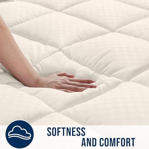 OLANLY California King Quilted Fitted Mattress Pad, 72" x 84", Ivory White - Image 3