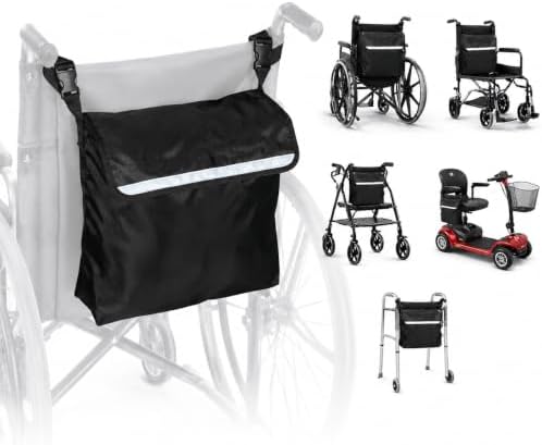 Side Storage Organizer Bag for Permobil Permobil_M3_Corpus 2016-2026, Multi Pocket Armrest Pouch with Zipper Compartment, Universal Carry Organizer for Personal Items,Large Rear Pocket by Unknown