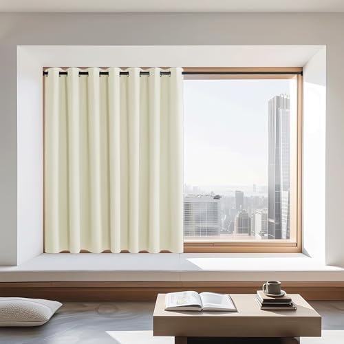 NICETOWN Blackout Curtains 72 inches Long, Grommet Privacy Window Treatment Thermal Insulated Room Darkening Sliding Glass Door Drape for Bedroom Living Room, 1 Panel, W100 x L72, Beige by NICETOWN