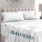 Mocassi Queen Size 4-Piece Bed Sheet Set - 1800 Premium Hotel Quality Microfiber 18-24 Inches Extra Deep Pocket Fitted Sheet- Luxury Soft, Breathable, Wrinkle, and Fade Resistant, White by MocassiLuxuryBedding