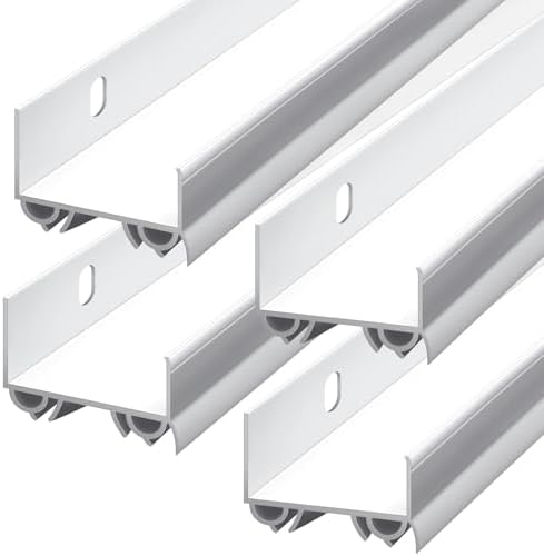 Lineshading 4 Sets Door Sweep Plastic PVC 1 3/4" x 36" Slide on Bottom Exterior Door Seal Strip for Weather Stripping Draft Stopper (White) by Lineshading