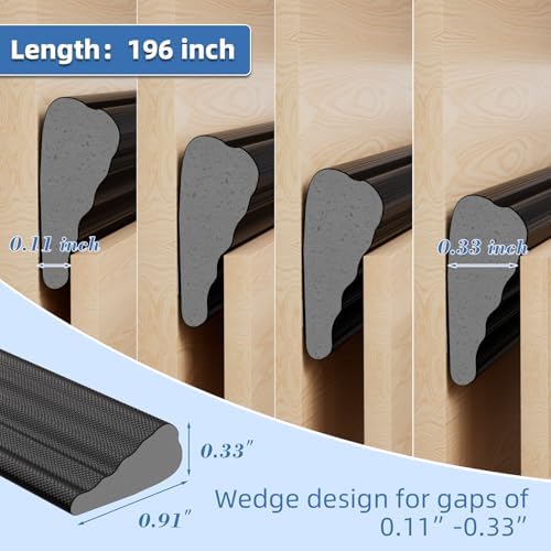 3Pcs x196”Wedge Weather Stripping Door Seal Strip for Door Frame,Black - Image 3