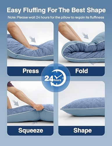 ZonLi Cooling Body Pillow for Adults Side Sleeper & Pregnancy - Memory Foam Insert Long Body Pillow 20 x 54 Inch with Washable Pillowcase, Gift for Men Women Light Blue - Image 7