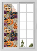 Window Privacy Film Frosted, Pumpkins Halloween Reusable Static Cling Window Tints, Black Horror Purple Floral Beige Heat Control Windows Films for Offices, Balcony, 29.5 x 118 Inches by Unknown