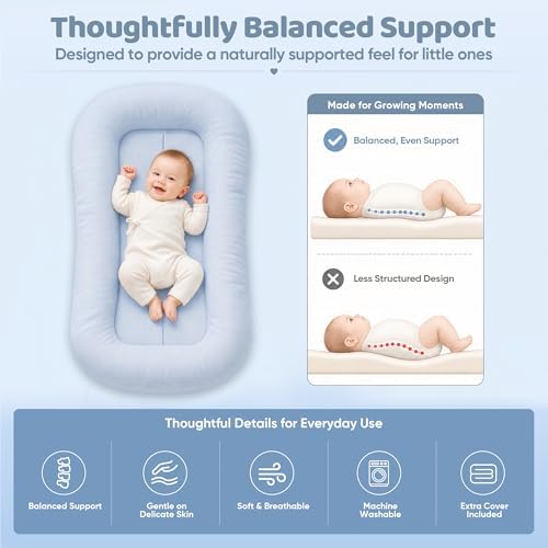 Baby Lounger, Infant Support Cushion 0-24 Months, Light Blue - Image 4