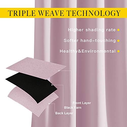 NICETOWN Blackout Pink Curtains for Girls Room - Thermal Insulated Solid Grommet Room Darkening Curtains/Panels/Drape for Bedroom (Lavender Pink=Baby Pink, 1 Pair, 52 by 84-Inch) - Image 5