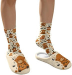 Jeiento Fuzzy Slippers and Sock Set Women's Warm Cozy Memory Foam House Shoes Soft Slip-on Slides - Image 4