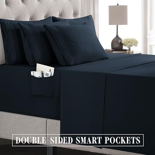 Elegant Comfort Luxury Soft 4-Piece 1500 Premium Hotel Quality Bed Sheet Set with Extra Deep Pockets 18-24 Inch, Wrinkle Free, Storage Pockets, Extra Deep Pocket 4PC Sheets, Twin XL, Black - Image 5