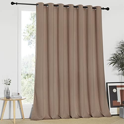 NICETOWN Patio Blind Blackout Curtain Panels - Extra Wide Curtains, Sliding Door Insulated Drape, Soundproof Room Divider Curtains (Cappuccino, 100 x 95 Inch/ 100"W x 95"L) by NICETOWN
