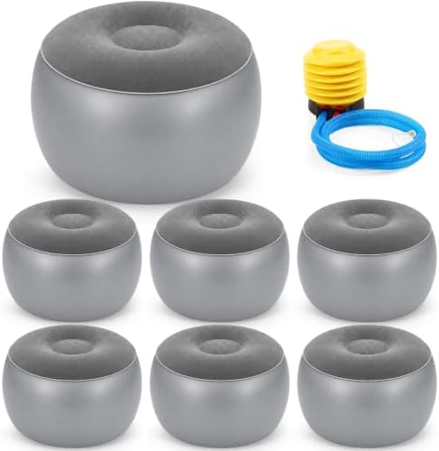Novabright Inflatable Round Ottoman with Foot Pump Pouf, Dark Gray by Unknown
