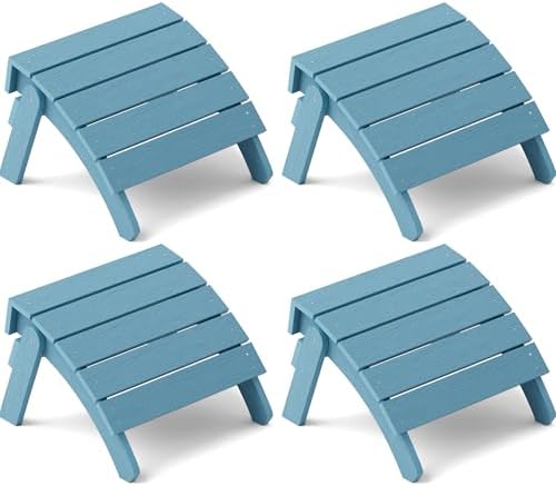 YEFU Folding Adirondack Ottoman Outdoor Set of 4, Blue by YEFU