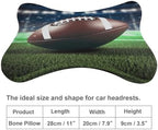 Football and Grass Car Neck Pillows Comfort Bone Shaped Pillows Washable Car Headrest Pillow Removable Ergonomic Cervical Support Pillow for Office Airplane Most Car 2 Pack - Image 2