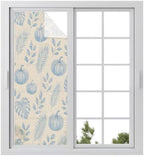 Window Privacy Film Frosted, Blue Pumpkins Fall Static Cling Door Window Covering, Thanksgiving Tropical Palm Rustic UV Blocking Windows Film for Office, Hotel, Bedroom, 29.5 x 78.7 Inches by Unknown