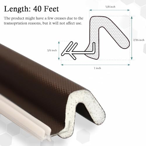 LSGCQ Kerf Weather Stripping for Door Seal Strip, 40 Ft, Brown - Image 3