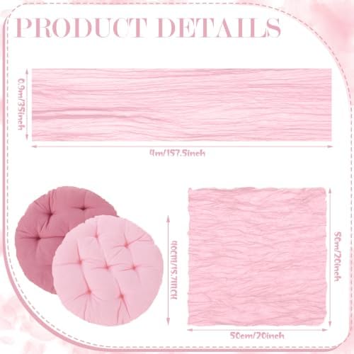 Beeveer 71 x 118'' Extra Large Outdoor Picnic Blanket with Pink Table Runner 8 Napkins and 8 Pink Floor Pillows Cushions for Picnic Party Camping Wedding Bachelorette Birthday Baby Shower Decor - Image 6