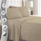 Pizuna 100% Cotton Split King Sheet Set 600 Thread Count Simply Taupe - Image 2