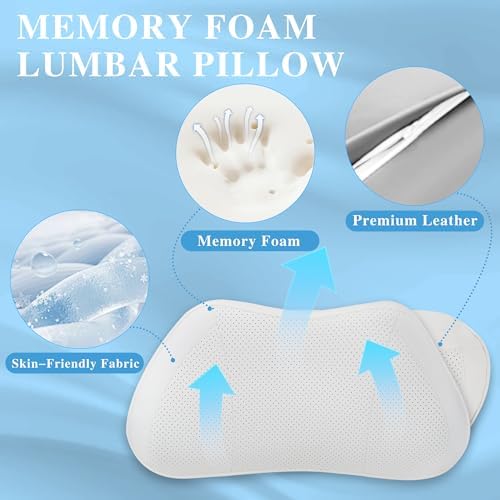 Car Lumbar Support Pillow for Driving Seat, White, 1 Pack - Image 2