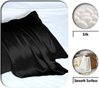 Suatien Mulberry Silk Pillow Cases 2 Pack King Size, Black - Image 2
