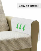 Sofa Armrest Organizer Bedside Caddy, White Burlap Texture Non Slip Couch Remote Control Holder for Recliner, Farmhouse Vintage White Armchair Caddy with Pocket for Magazine, Phone, 19.7"x35" - Image 4