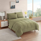 Sweet Home Collection 5 Piece Comforter Set Bag Solid Color All Season Soft Down Alternative Blanket & Luxurious Microfiber Bed Sheets, Sage, Twin by SweetHomeCollection