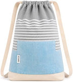 ATANI Turkish Beach Towel, Converts to a Bag, Oversized 100% Cotton Bath Towels Lightweight Quick-Dry Beach Blanket for Travel, Picnic, Camping, Yoga and Pool (Grey x Turquise, 71 inc x 39 inc) by ATANI
