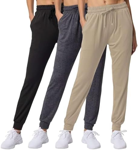 3 Pack Women's Joggers Sweatpants Lounge Pants Yoga Workout Pajama Pockets by RealEssentials