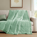 Madison Park Down Alternative Twin Blanket for Bed, Satin Trim, Seafoam - Image 5