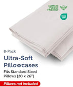 Standard Pillow Cases - 8 Pack Pillowcase Covers - 20" x 26" (Light Grey) - Image 2