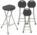 GYMAX Folding Stool, 28in Portable Collapsible Bar Stool with Handle & Steel Frame, 330lbs Sturdy Foldable Lightweight Metal Chair for Home Kitchen Bar, Assembly Free (Set of 4, 28inch) by GYMAX