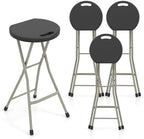 GYMAX Folding Stool, 28in Portable Collapsible Bar Stool with Handle & Steel Frame, 330lbs Sturdy Foldable Lightweight Metal Chair for Home Kitchen Bar, Assembly Free (Set of 4, 28inch) by GYMAX