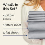 King 6 Piece Bed Sheet Set - Soft, Breathable & Cooling Sheets - Steel Blue - Image 2