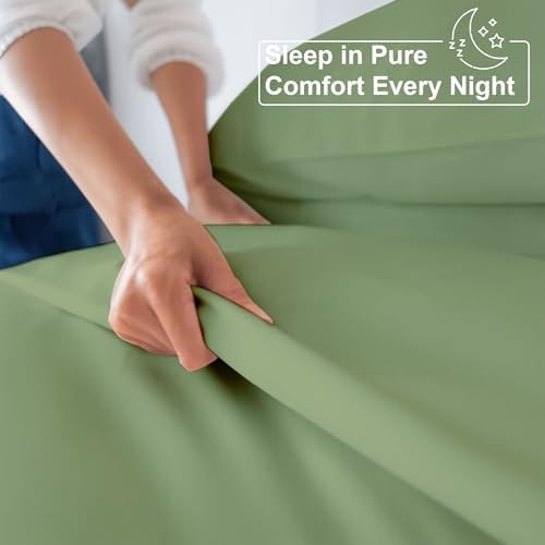 ARlinen 4 PC RV Short Queen Sheets 60 x 75, Fits Upto 10 Inch Deep, Moss Green - Image 4